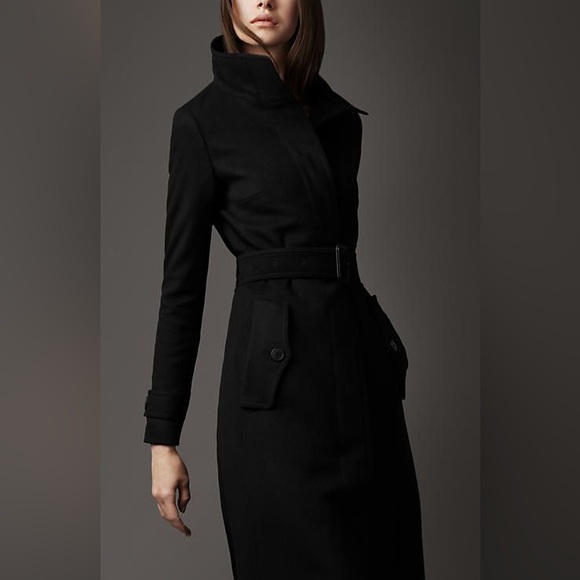 Burberry Black Wool Belted Mid-Length Coat - Picture 12 of 16